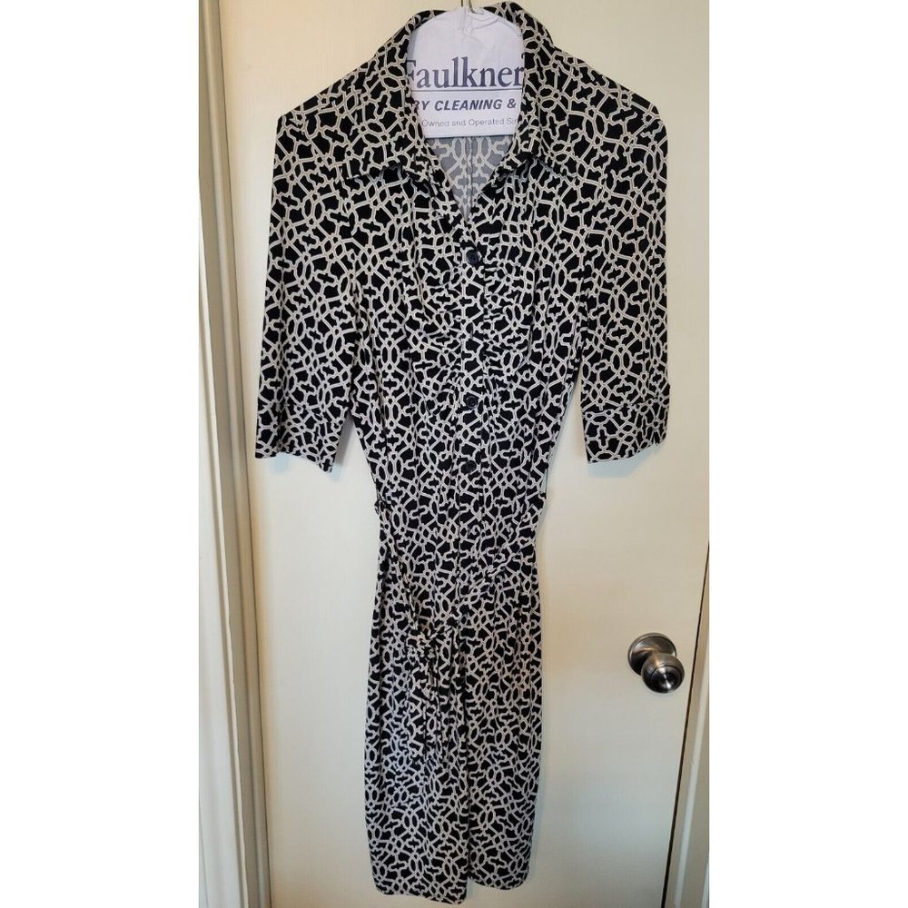 Laundry Shelli Segal Stretch Knit Slinky Shirt Dress SZ 8 Button Down Belted